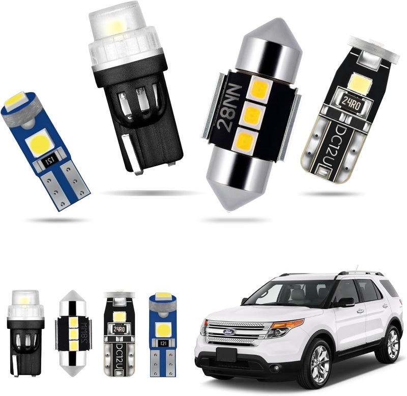 EASY EAGLE 11Pcs Car Interior Lights: Super Bright Bulbs for 2011 2012 2013 2014 2015 2016 2017 2018 2019 2020 Explorer 6000K White LED Lighting Package Kit Includes Light Accessories Install Tool - Image 1